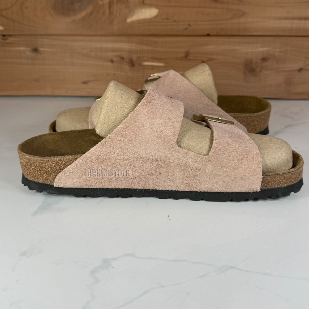 Birkenstock Arizona Suede Leather Sandals Pink Rose Womens 39 EU - 8/ 8.5 - Picture 9 of 15